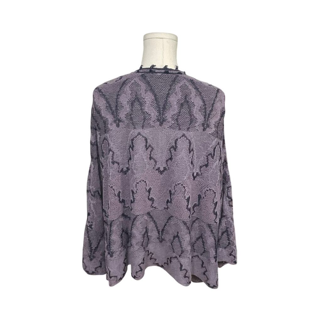 Free People Oversized Purple Kimono Cardigan Size Large Fringe Boho - Picture 4 of 6